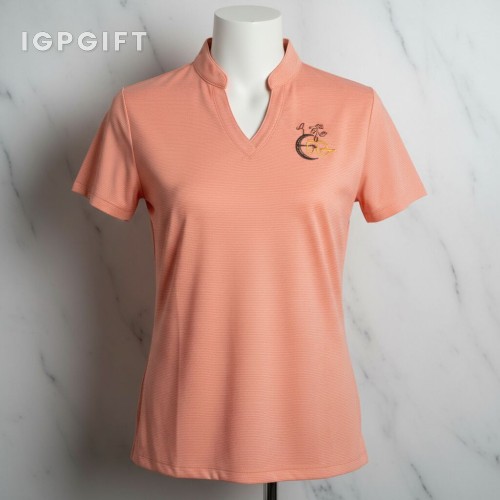 女士高爾夫條紋Polo上衣