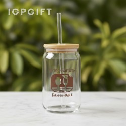 竹蓋玻璃吸管杯