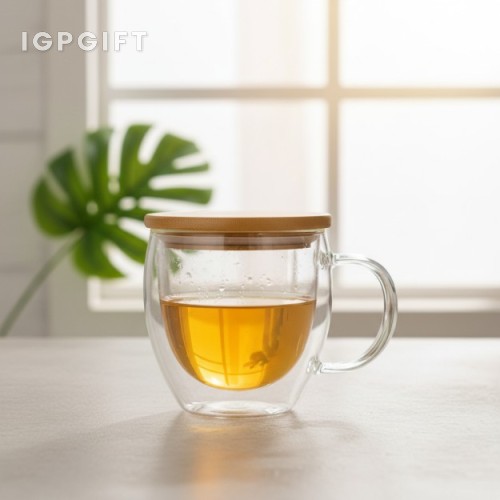 雙層玻璃保溫杯（竹蓋）