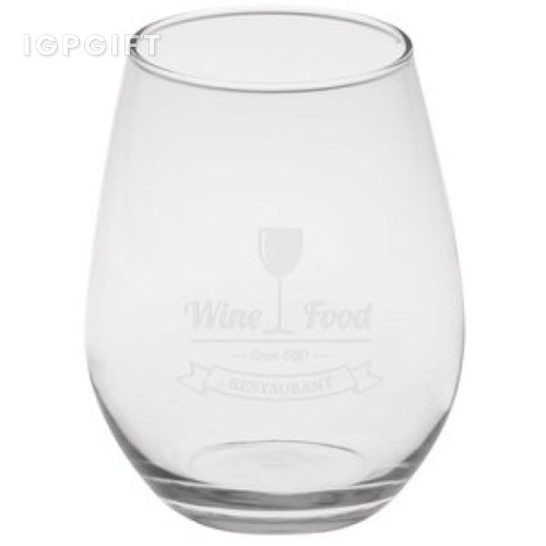 無腳白葡萄酒杯 - 12盎司 - 深度雕刻