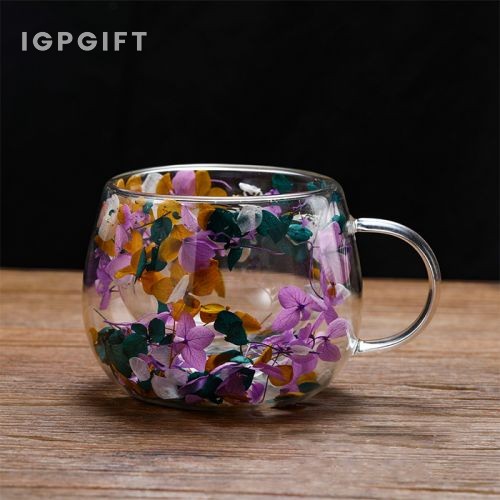 高硼硅雙層隔熱乾花玻璃杯