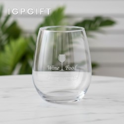 無腳白葡萄酒杯 - 12盎司 - 深度雕刻