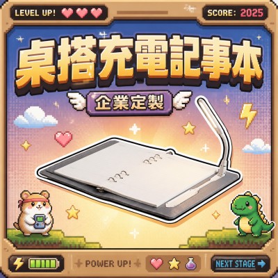 香港企業禮品訂製 - 高級皮革附帶充電台燈的企業定製記事本禮品