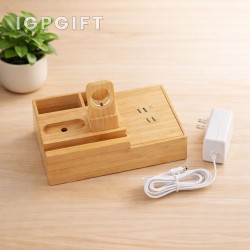 竹製快速無線充電座