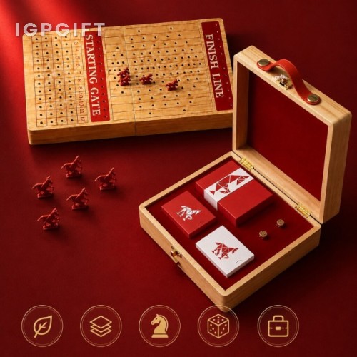 實木賽馬棋桌遊禮盒