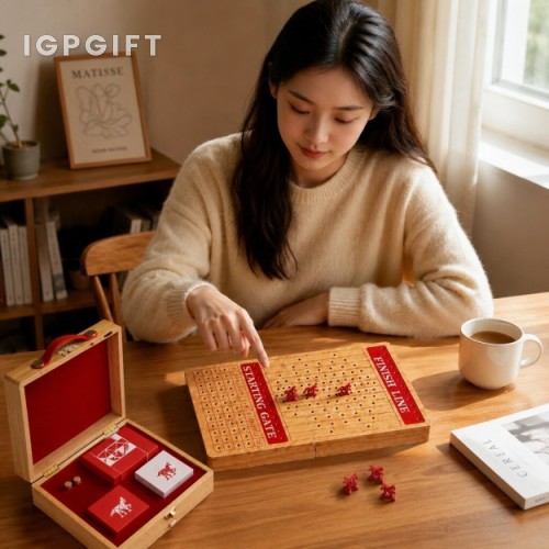 實木賽馬棋桌遊禮盒