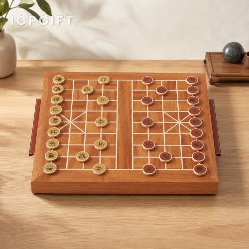 實木鑲嵌皮革象棋套裝