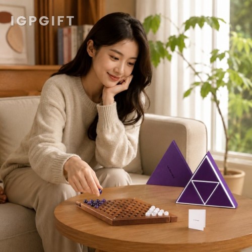 可摺疊三角結構水晶跳棋木製禮盒