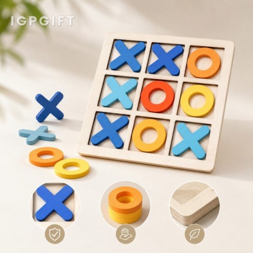 木質彩色XO井字棋益智玩具