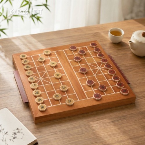 實木鑲嵌皮革象棋套裝