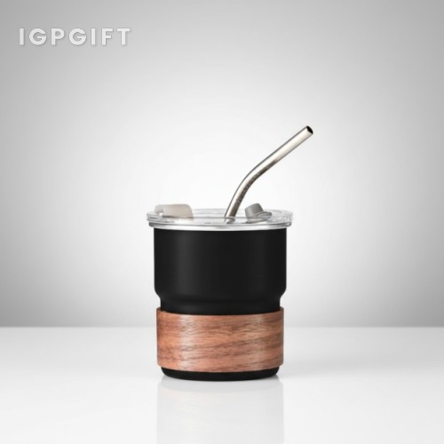 禪意不鏽鋼保溫杯 - 木質支架