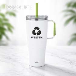 環保雙層真空水壺帶吸管 - 36 oz.