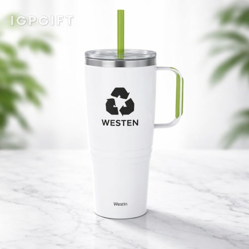 環保雙層真空水壺帶吸管 - 36 oz.