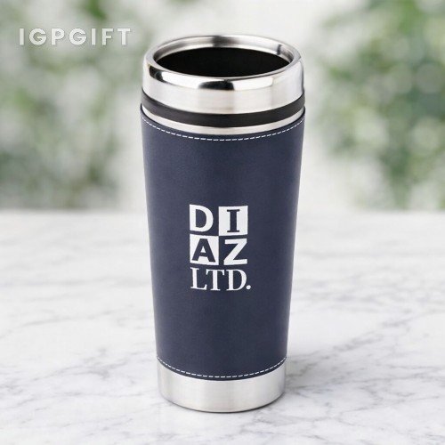 真皮觸感保溫杯 - 16 盎司 - 畫面印刷