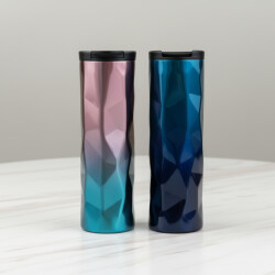 菱型漸變色不鏽鋼保溫杯500ml