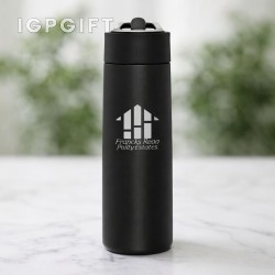 便攜式不銹鋼水瓶 - 24 盎司 - 啞光 - 激光雕刻