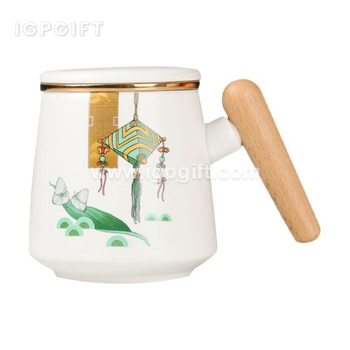 端午木柄陶瓷杯