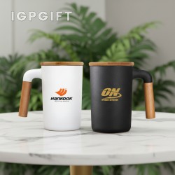 設計師陶瓷杯帶木把 – 450ml