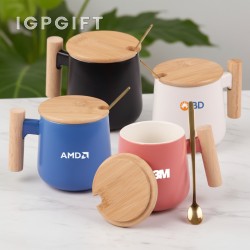 竹蓋陶瓷咖啡杯500ml