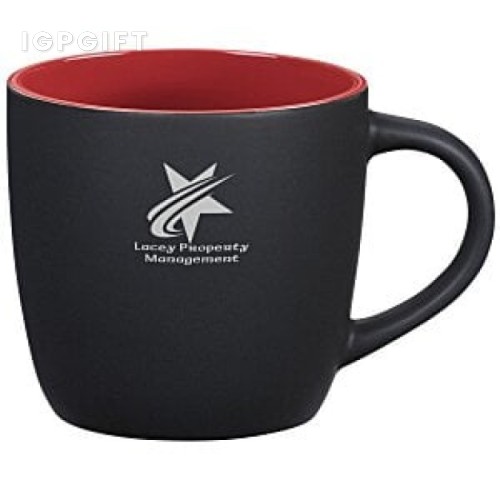 黑色陶瓷咖啡杯 - 10盎司 - 激光定製