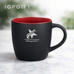 黑色陶瓷咖啡杯 - 10盎司 - 激光定製