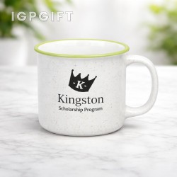 彩色邊圓形陶瓷杯 - 15 oz