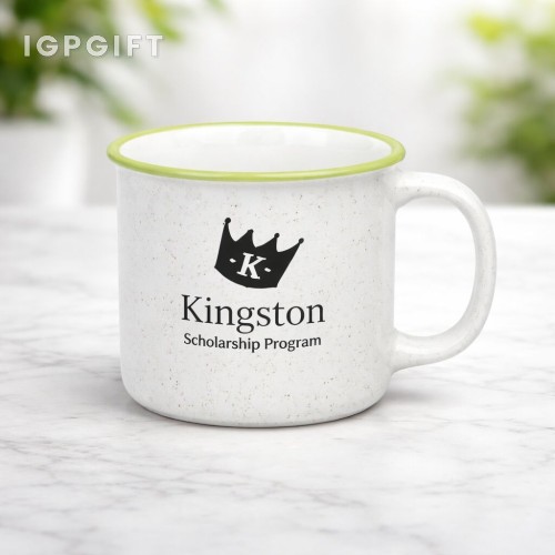 彩色邊圓形陶瓷杯 - 15 oz
