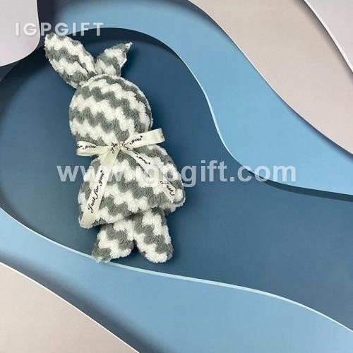 波浪條紋兔子造型毛巾