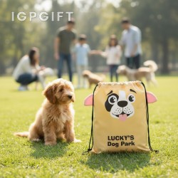 可愛狗狗圖案拉繩禮品袋