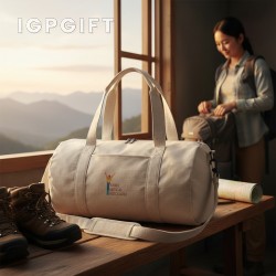 回收棉質圓桶型旅行包