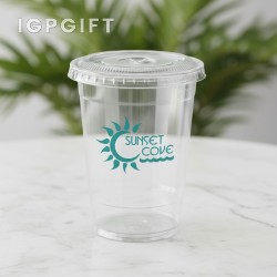可愛軟塑料杯帶蓋 - 10盎司