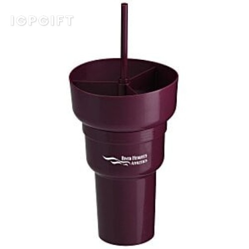創意雙層飲料杯與小吃碗套裝 - 28盎司