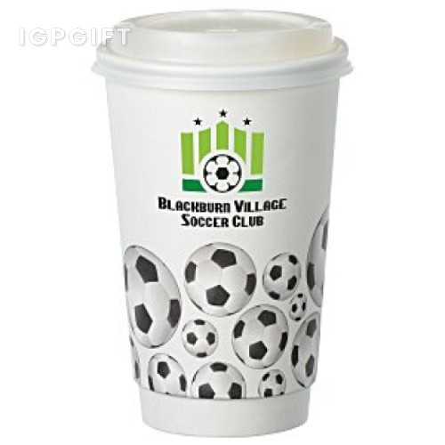 足球圖案保暖紙杯-16盎司