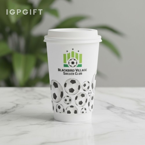 足球圖案保暖紙杯-16盎司