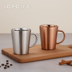 不鏽鋼雙層三色咖啡杯