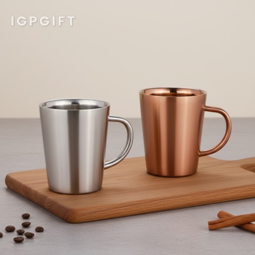不鏽鋼雙層三色咖啡杯