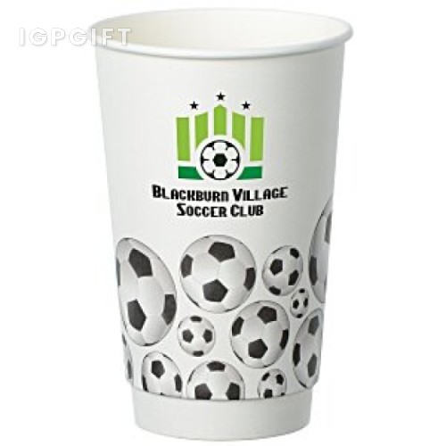 足球主題全彩保溫紙杯 - 16 盎司