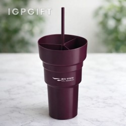 創意雙層飲料杯與小吃碗套裝 - 28盎司