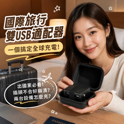 香港企業禮品訂製 - 國際旅行雙USB適配器