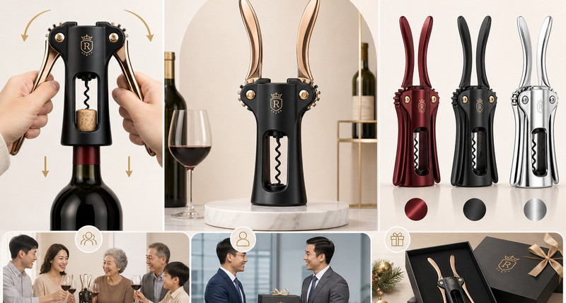 紅酒開瓶器禮品選用，海馬刀兔耳電動款機能對比