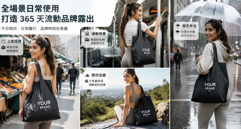 晴雨皆可曝光，防水尼龍袋禮品守住品牌全年視覺