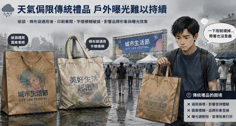 晴雨皆可曝光，防水尼龍袋禮品守住品牌全年視覺